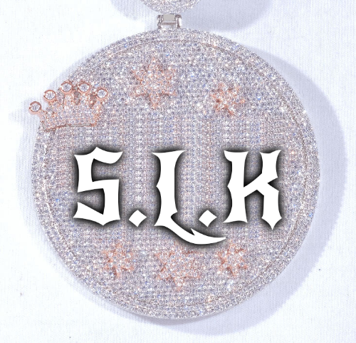 CUSTOM LETTER NECKLACE 3D BIG CROWN DISC