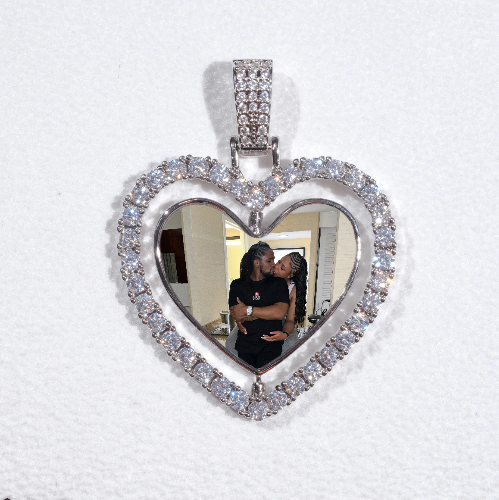 3D Spinning 2-Faced Heart Custom Picture Pendant