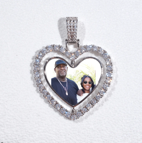 3D Spinning 2-Faced Heart Custom Picture Pendant