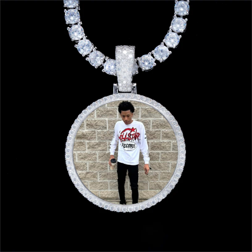 925S & VVS Moissanite 3D Circle Custom Picture Pendant