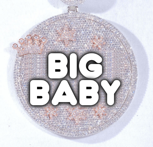 CUSTOM LETTER NECKLACE 3D BIG CROWN DISC