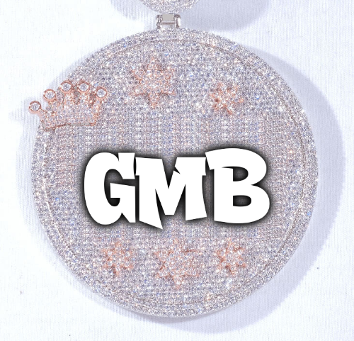 CUSTOM LETTER NECKLACE 3D BIG CROWN DISC