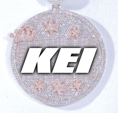 CUSTOM LETTER NECKLACE 3D BIG CROWN DISC