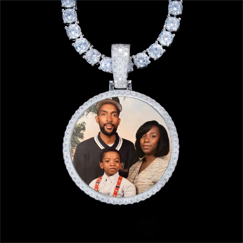 925S & VVS Moissanite 3D Circle Custom Picture Pendant