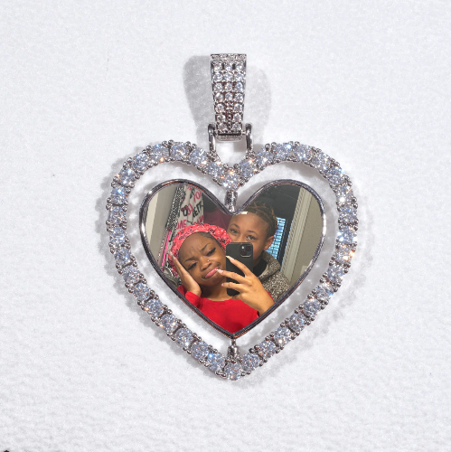 3D Spinning 2-Faced Heart Custom Picture Pendant