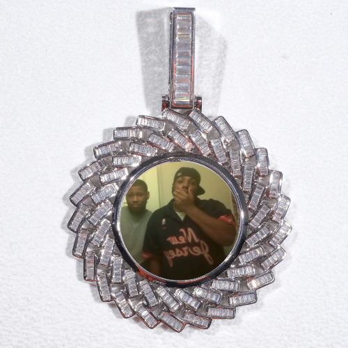 Large 3D Baguette Custom Picture Pendant