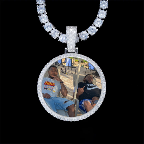 925S & VVS Moissanite 3D Circle Custom Picture Pendant