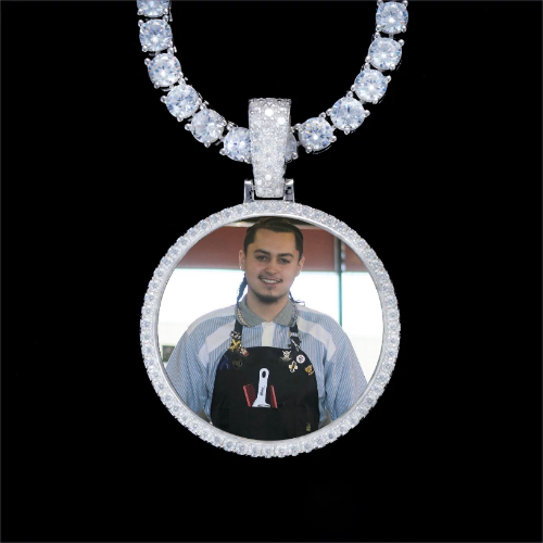 925S & VVS Moissanite 3D Circle Custom Picture Pendant