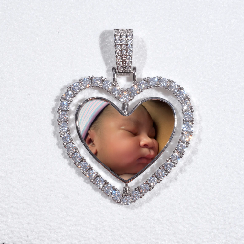 3D Spinning 2-Faced Heart Custom Picture Pendant