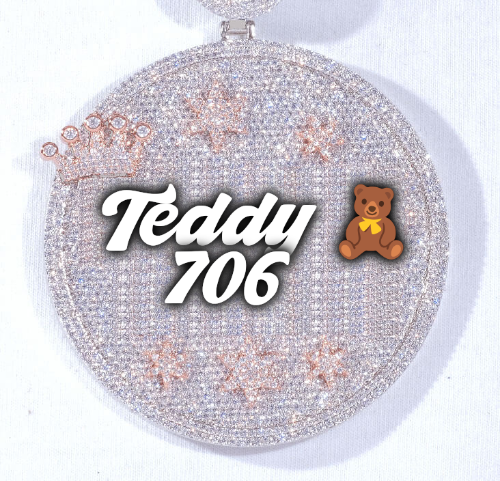 CUSTOM LETTER NECKLACE 3D BIG CROWN DISC