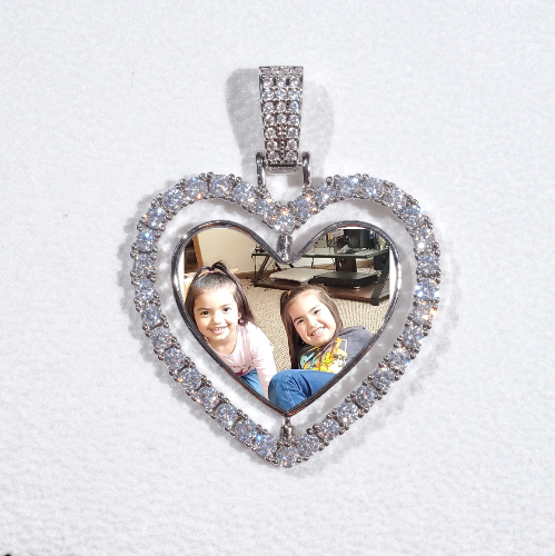3D Spinning 2-Faced Heart Custom Picture Pendant