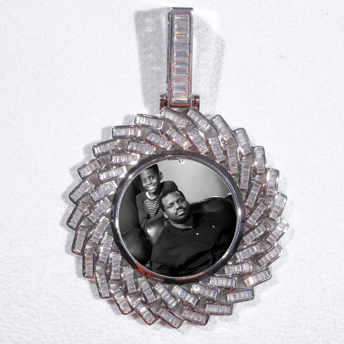 Large 3D Baguette Custom Picture Pendant
