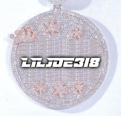 CUSTOM LETTER NECKLACE 3D BIG CROWN DISC