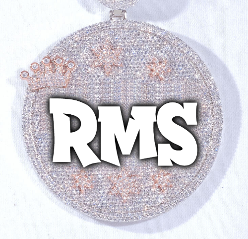 CUSTOM LETTER NECKLACE 3D BIG CROWN DISC