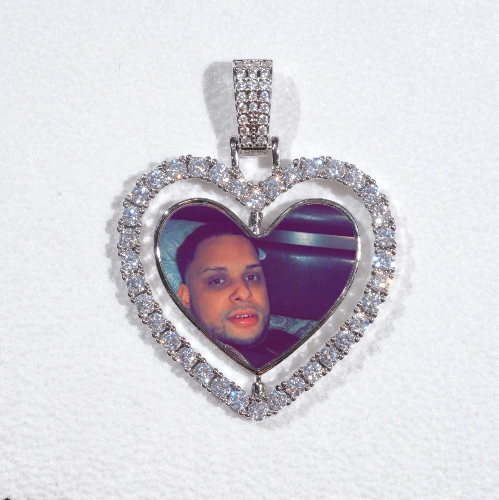 3D Spinning 2-Faced Heart Custom Picture Pendant