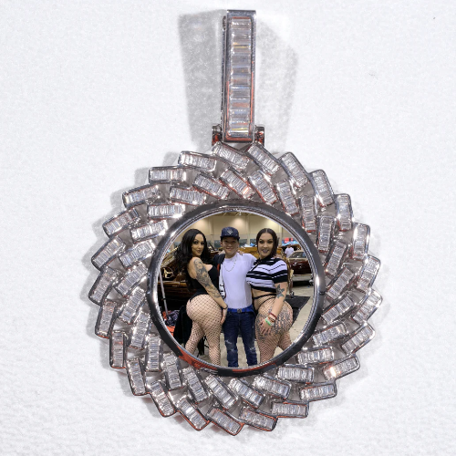 Large 3D Baguette Custom Picture Pendant
