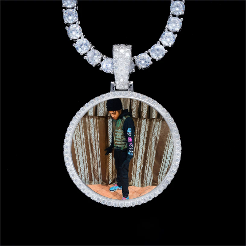 925S & VVS Moissanite 3D Circle Custom Picture Pendant