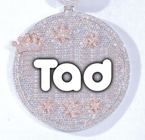 CUSTOM LETTER NECKLACE 3D BIG CROWN DISC