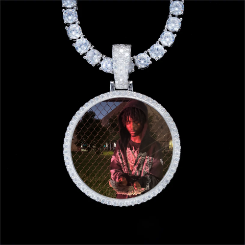 925S & VVS Moissanite 3D Circle Custom Picture Pendant