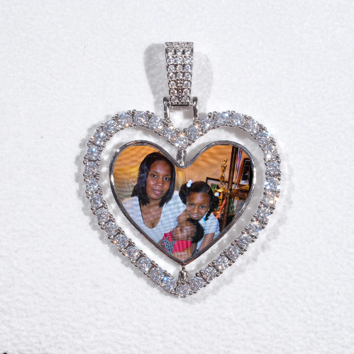 3D Spinning 2-Faced Heart Custom Picture Pendant