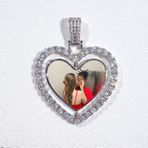 3D Spinning 2-Faced Heart Custom Picture Pendant
