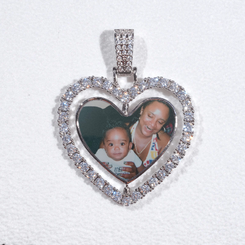 3D Spinning 2-Faced Heart Custom Picture Pendant
