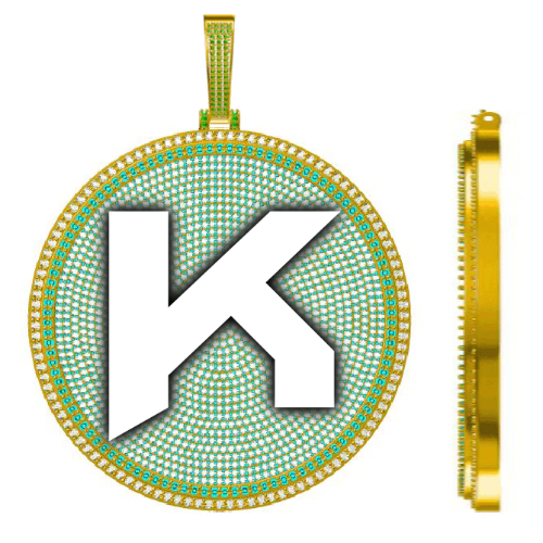 CUSTOM LETTER NECKLACE 3D BIG DISC