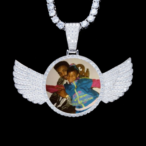 925S & VVS Moissanite 3D Wing Custom Picture Pendant