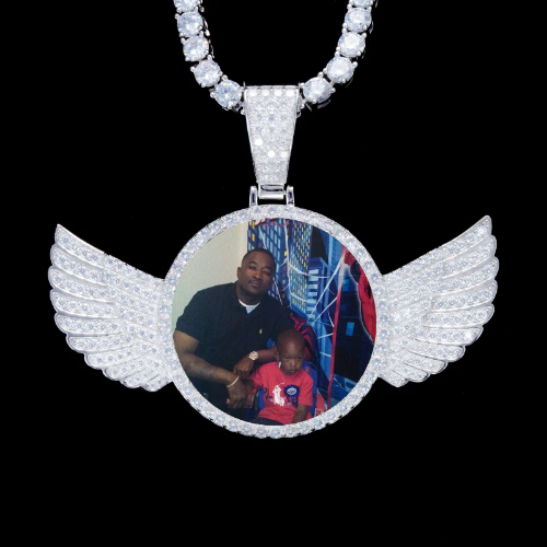 925S & VVS Moissanite 3D Wing Custom Picture Pendant