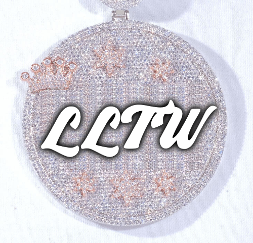CUSTOM LETTER NECKLACE 3D BIG CROWN DISC