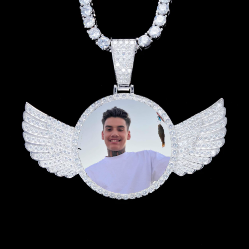925S & VVS Moissanite 3D Wing Custom Picture Pendant