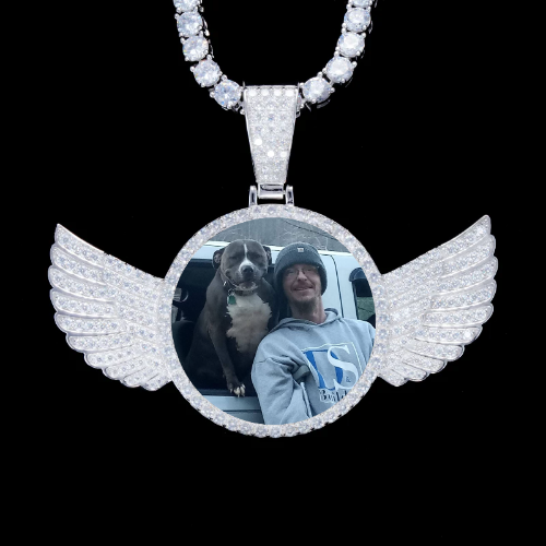 925S & VVS Moissanite 3D Wing Custom Picture Pendant
