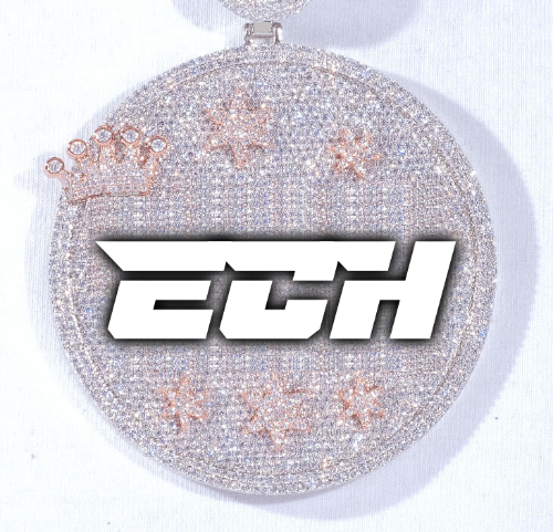 CUSTOM LETTER NECKLACE 3D BIG CROWN DISC