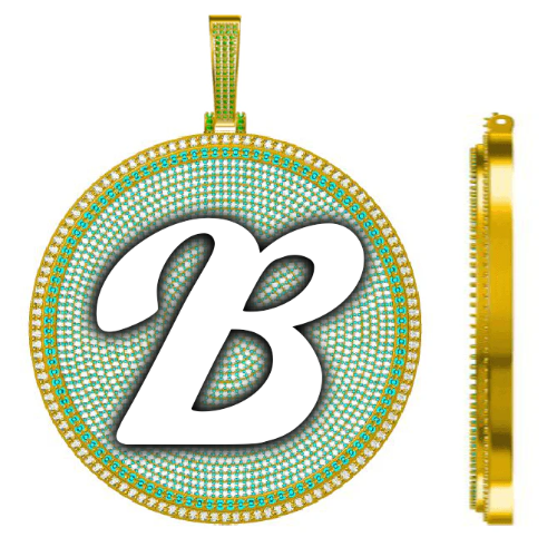 CUSTOM LETTER NECKLACE 3D BIG DISC