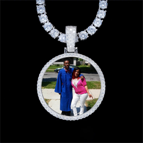 925S & VVS Moissanite 3D Circle Custom Picture Pendant