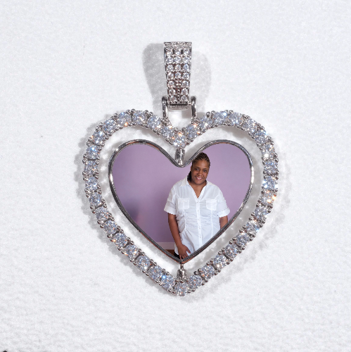3D Spinning 2-Faced Heart Custom Picture Pendant