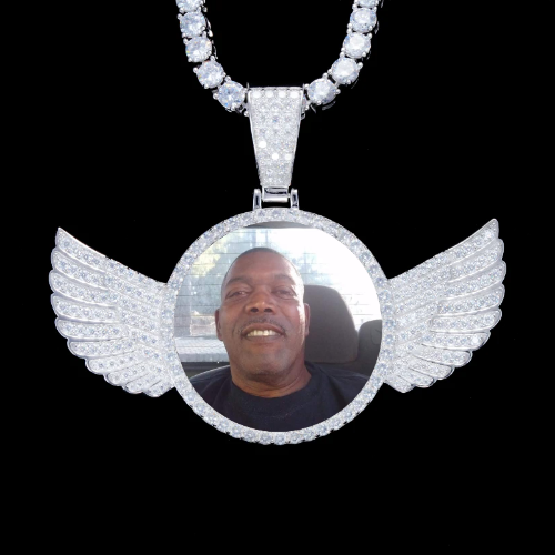 925S & VVS Moissanite 3D Wing Custom Picture Pendant