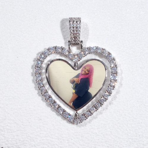 3D Spinning 2-Faced Heart Custom Picture Pendant