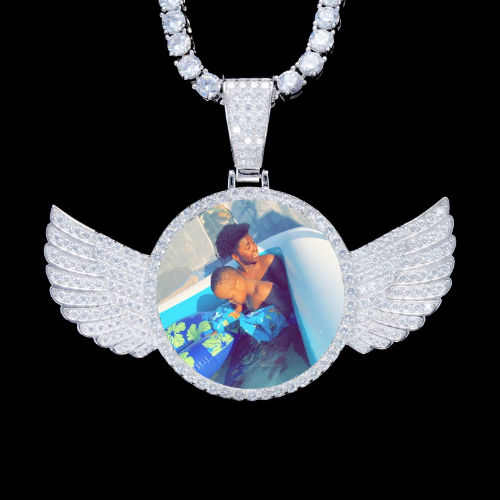 925S & VVS Moissanite 3D Wing Custom Picture Pendant