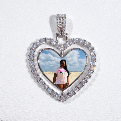 3D Spinning 2-Faced Heart Custom Picture Pendant