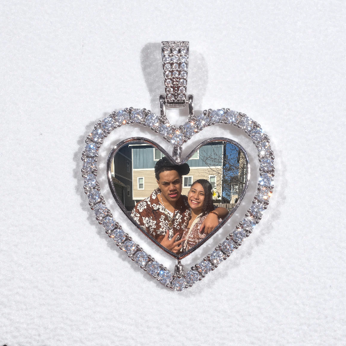 3D Spinning 2-Faced Heart Custom Picture Pendant