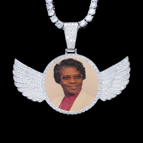 925S & VVS Moissanite 3D Wing Custom Picture Pendant