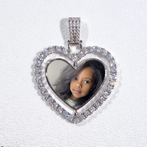 3D Spinning 2-Faced Heart Custom Picture Pendant