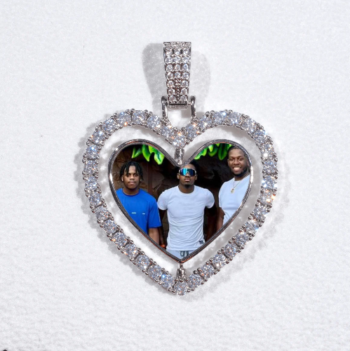 3D Spinning 2-Faced Heart Custom Picture Pendant