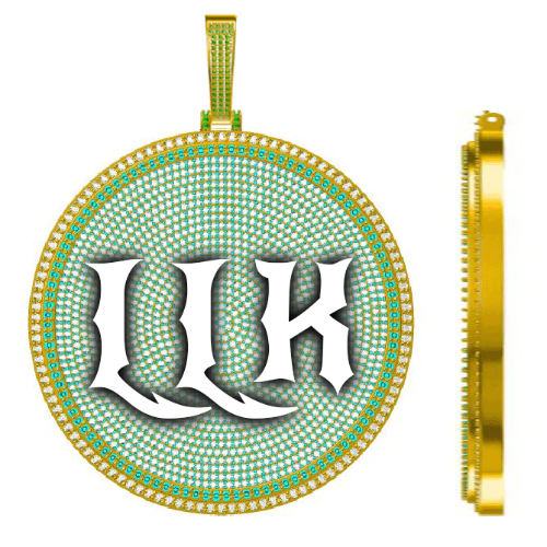 CUSTOM LETTER NECKLACE 3D BIG DISC
