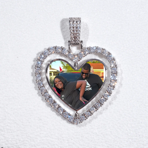 3D Spinning 2-Faced Heart Custom Picture Pendant