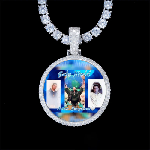 925S & VVS Moissanite 3D Circle Custom Picture Pendant