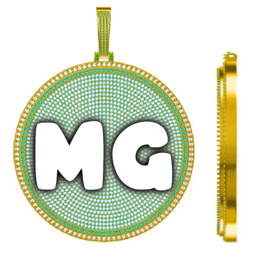 CUSTOM LETTER NECKLACE 3D BIG DISC