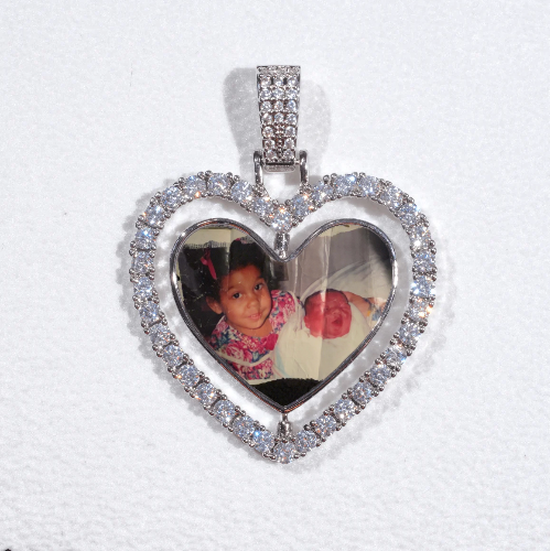 3D Spinning 2-Faced Heart Custom Picture Pendant