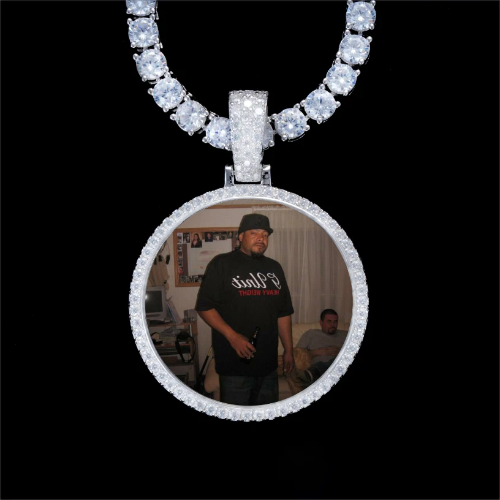 925S & VVS Moissanite 3D Circle Custom Picture Pendant